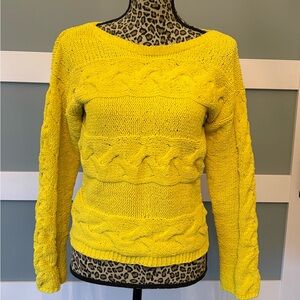 BAR III Yellow Cable Knit Sweater, Size M